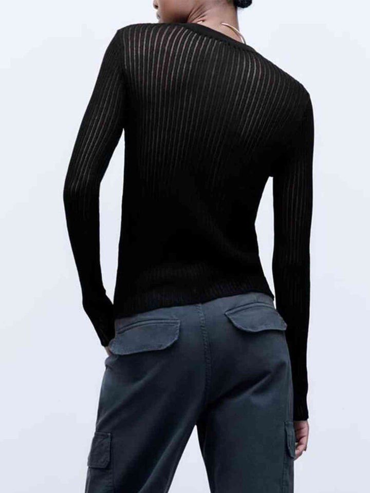 Round Neck Ribbed Knit Top | 1mrk.com