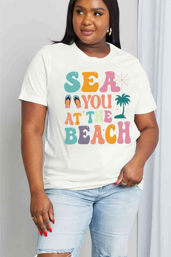 Simply Love Full Size SEA YOU  AT THE  BEACH Graphic Cotton Tee | 1mrk.com