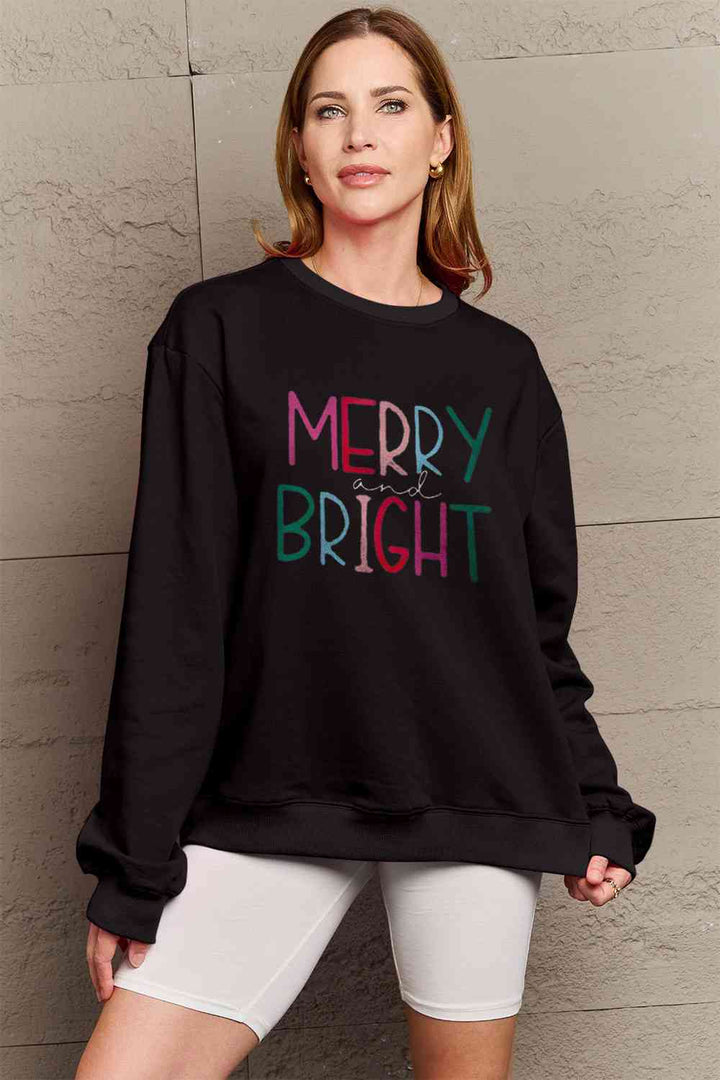 Simply Love Full Size MERRY AND BRIGHT Graphic Sweatshirt |1mrk.com