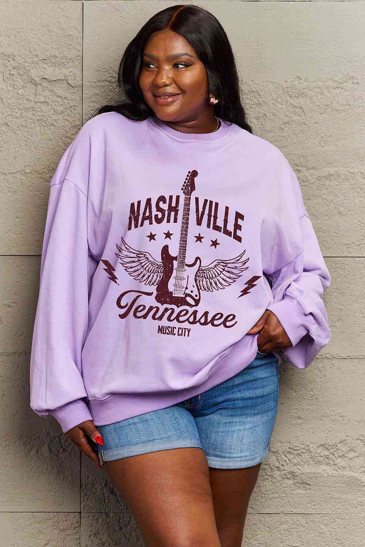 Simply Love Simply Love Full Size NASHVILLE TENNESSEE MUSIC CITY Graphic Sweatshirt |1mrk.com