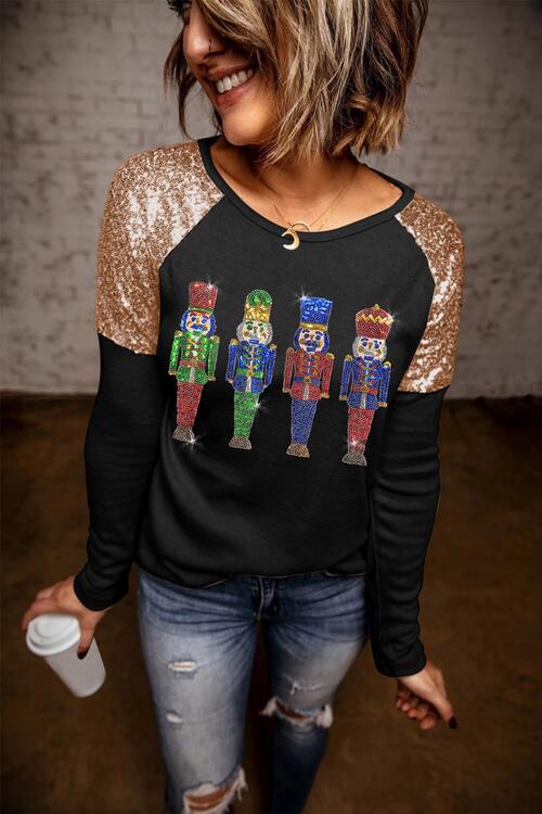 Sequin Nutcracker Long Sleeve Sweatshirt |1mrk.com