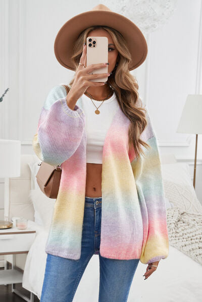 Contrast Balloon Sleeve Dropped Shoulder Cardigan |1mrk.com