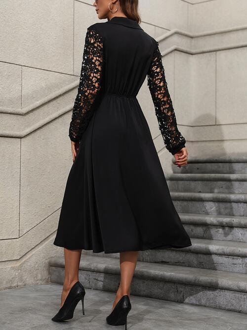 Crochet Long Sleeve Surplice Dress | 1mrk.com