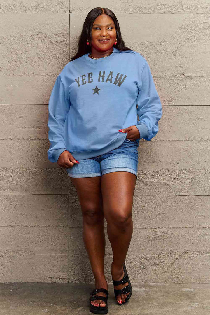 Simply Love Full Size YEEHAW Graphic Round Neck Sweatshirt |1mrk.com