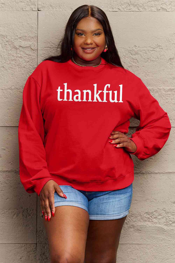 Simply Love Full Size THANKFUL Graphic Sweatshirt |1mrk.com