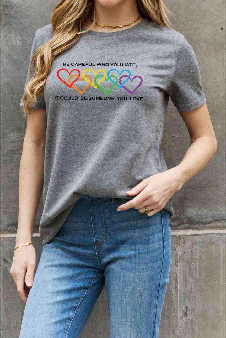 Simply Love Full Size Heart Slogan Graphic Cotton Tee | 1mrk.com