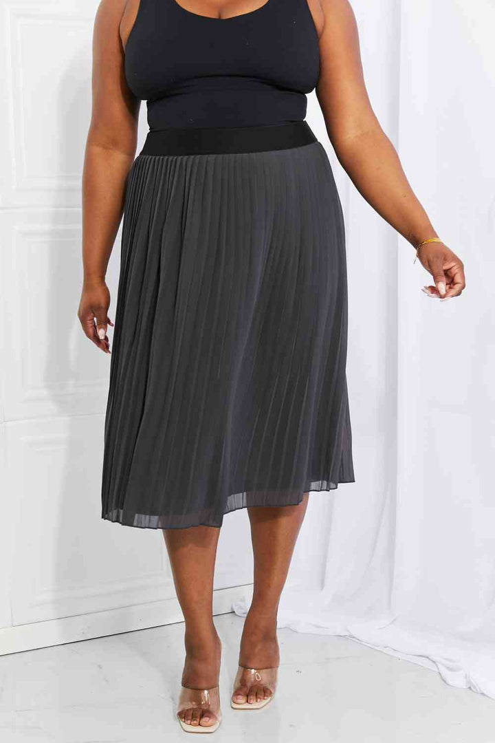 Zenana Full Size Romantic At Heart Pleated Chiffon Midi Skirt | 1mrk.com