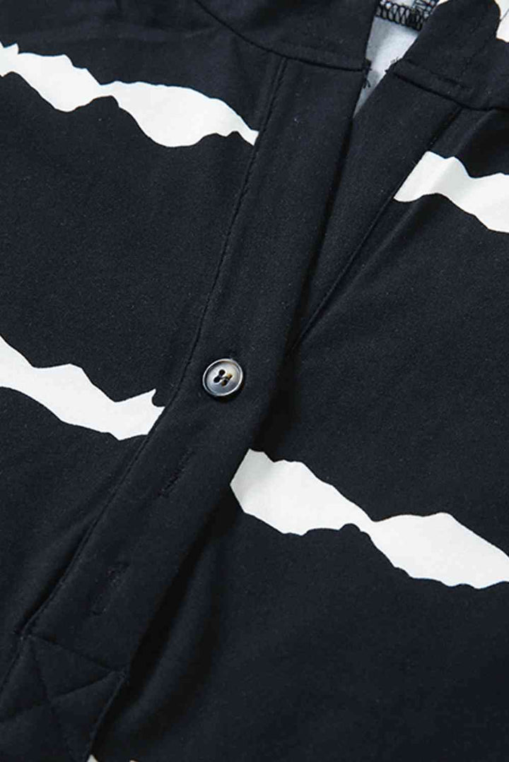 Striped Half-Button Drawstring Hoodie | 1mrk.com