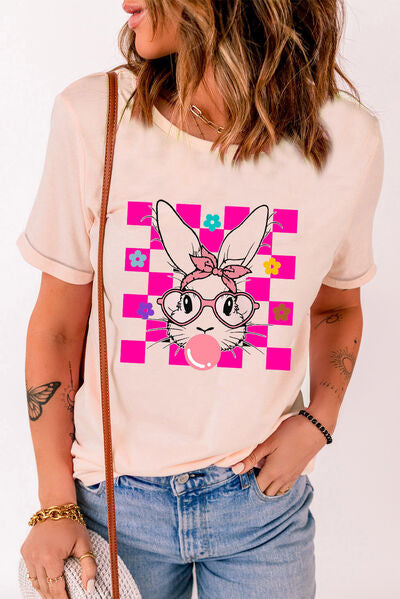 Rabbit Round Neck Short Sleeve T-Shirt | Trendsi