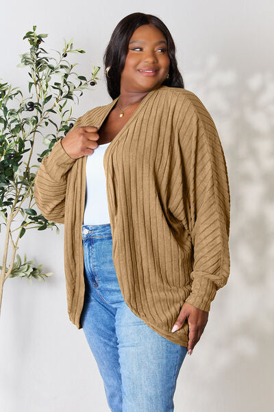 Basic Bae Full Size Ribbed Cocoon Cardigan |1mrk.com