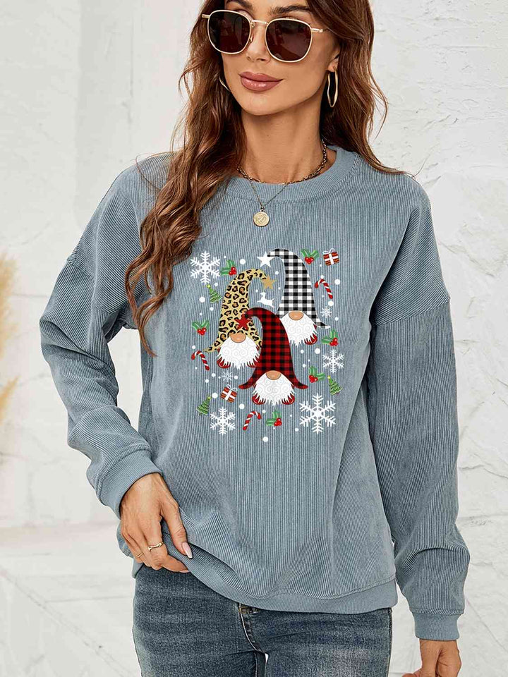 Faceless Gnome Graphic Drop Shoulder Sweatshirt |1mrk.com