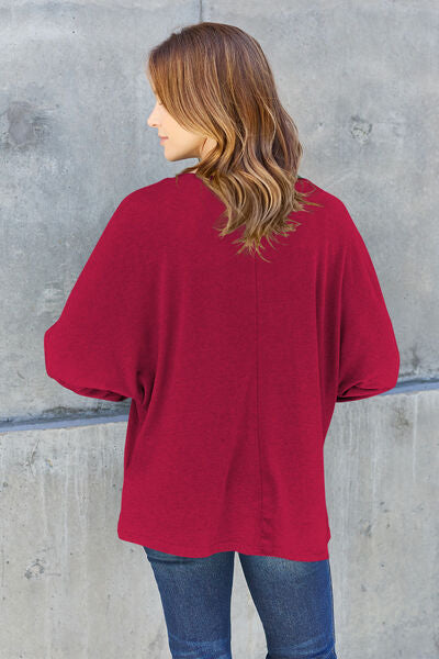 Double Take Full Size Round Neck Long Sleeve T-Shirt | 1mrk.com