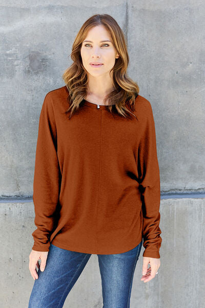 Double Take Full Size Round Neck Long Sleeve T-Shirt | 1mrk.com