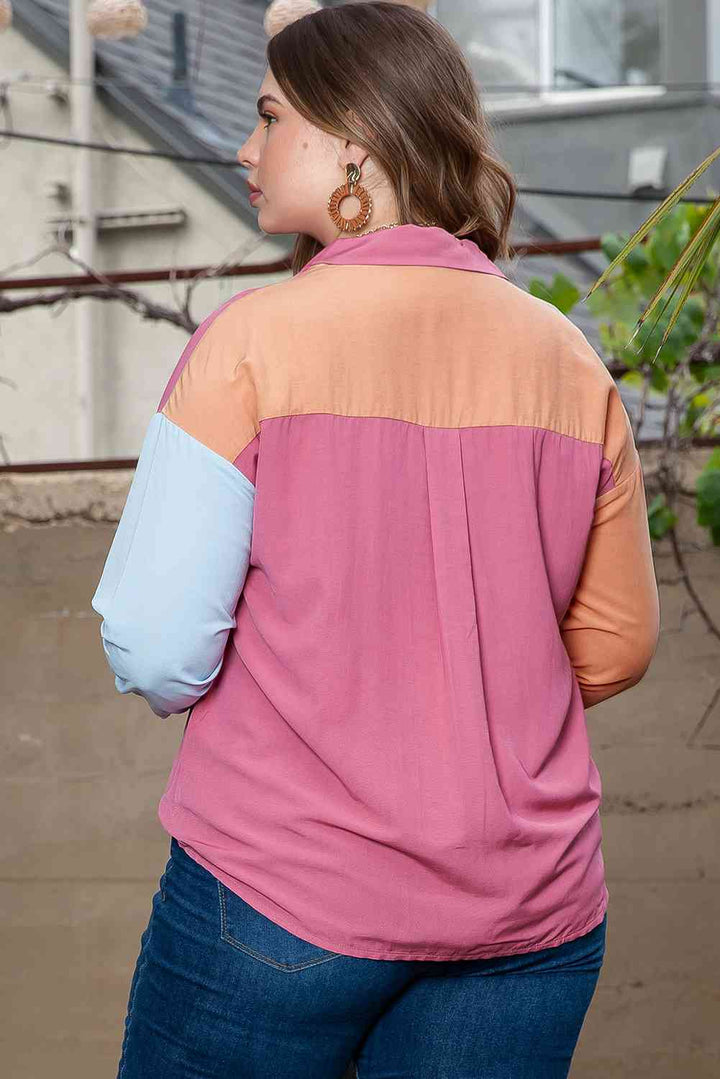 Plus Size Color Block Shirt |1mrk.com