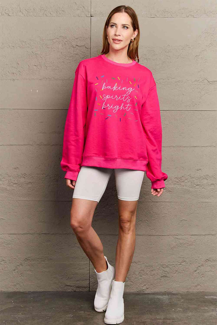 Simply Love Full Size Letter Graphic Round Neck Long Sleeve Sweatshirt |1mrk.com