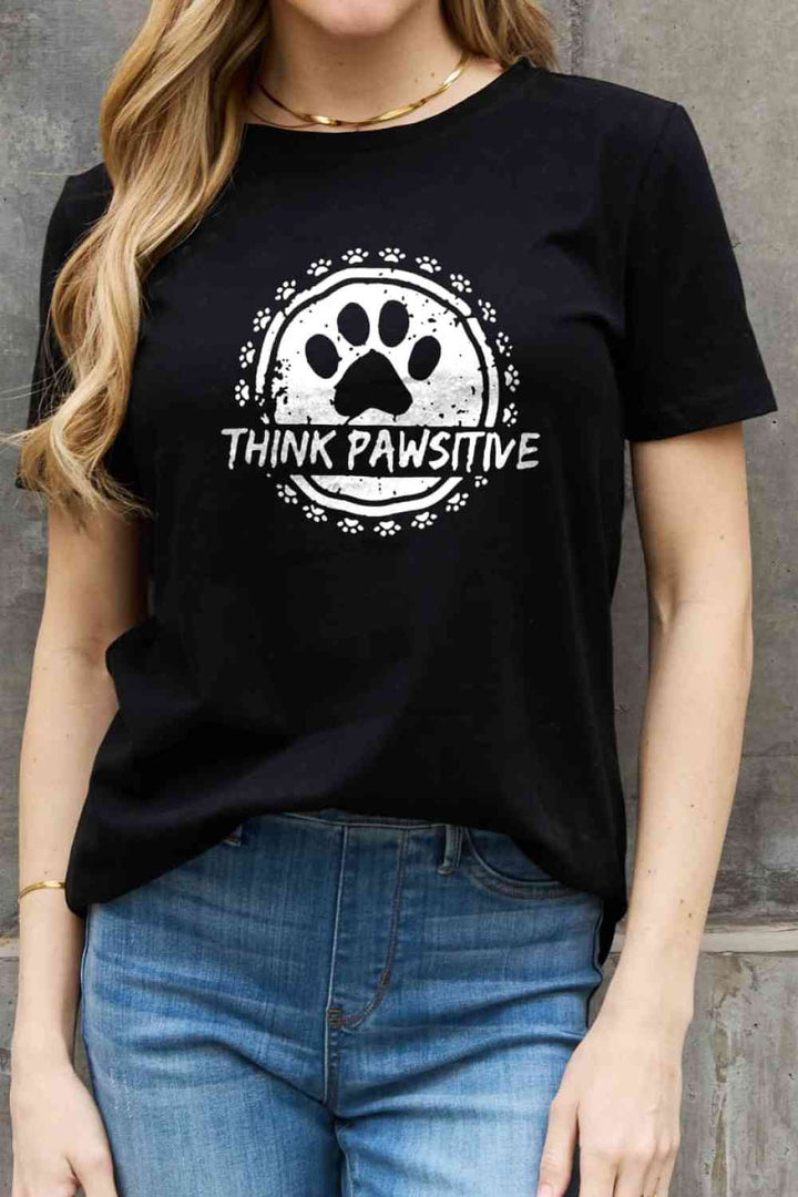 Simply Love Simply Love Full Size THINK PAWSITIVE Graphic Cotton Tee | 1mrk.com