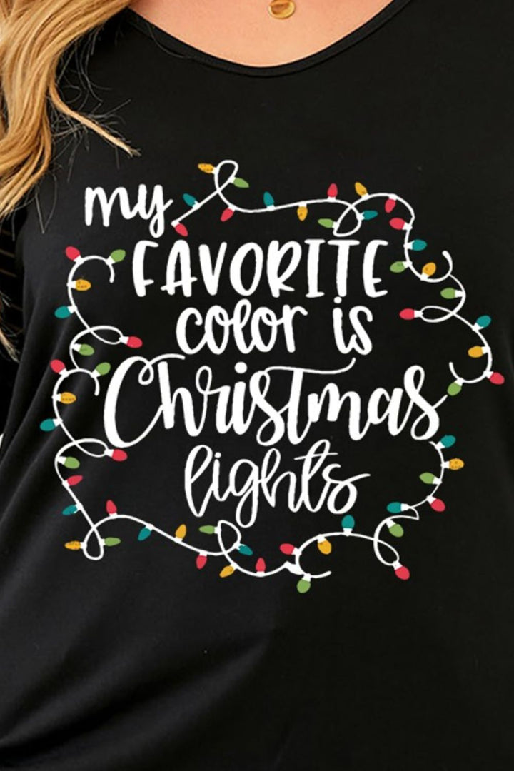 Plus Size MY FAVORITE COLOR IS CHRISTMAS LIGHTS Striped T-Shirt | Trendsi