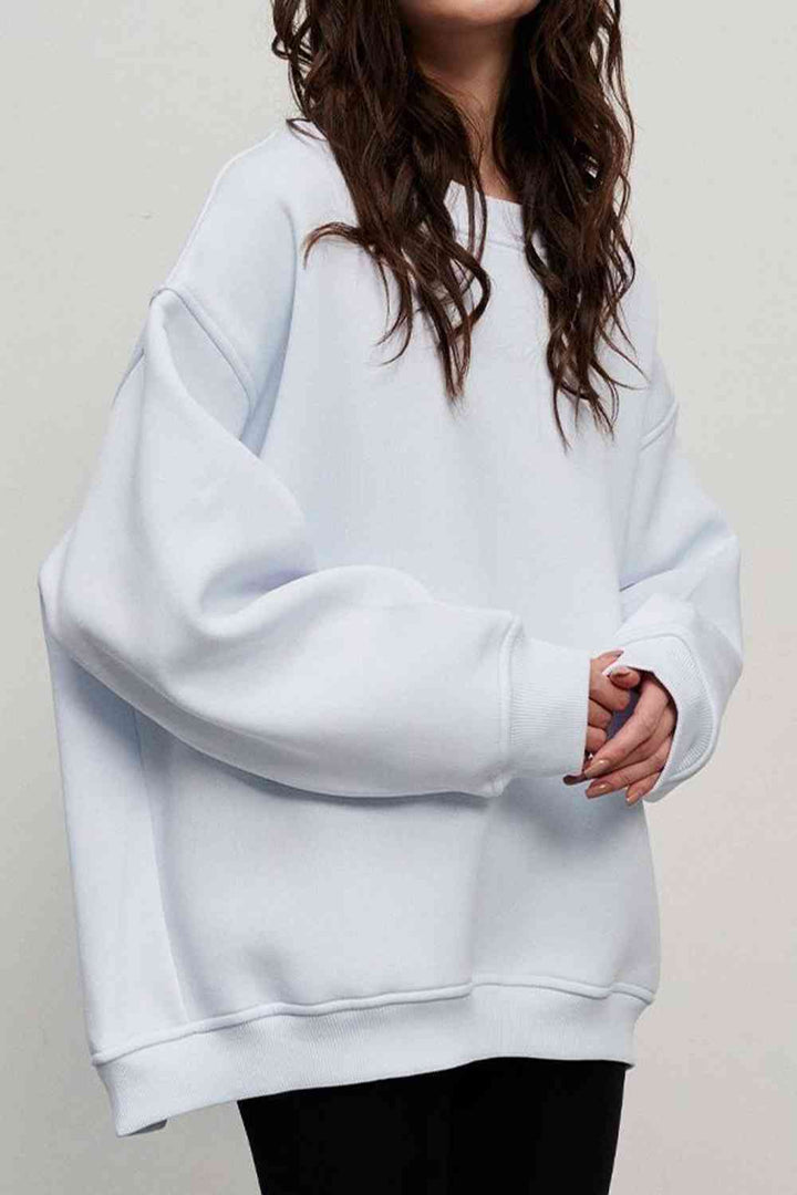 Oversize Round Neck Dropped Shoulder Sweatshirt |1mrk.com