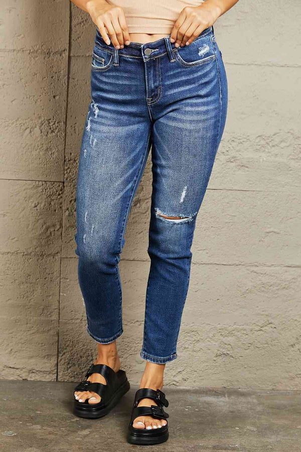 BAYEAS Mid Rise Distressed Slim Jeans | 1mrk.com