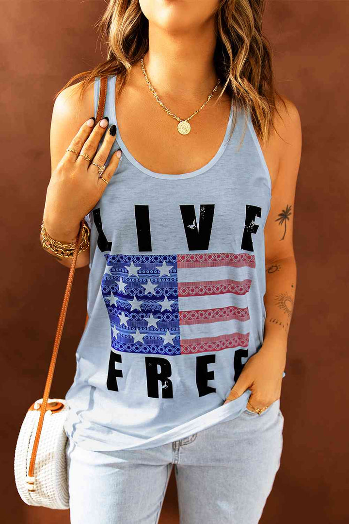 LIVE FREE Stars and Stripes Graphic Tank | 1mrk.com