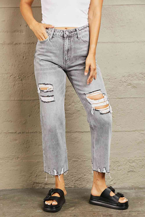 BAYEAS High Waisted Cropped Mom Jeans | 1mrk.com
