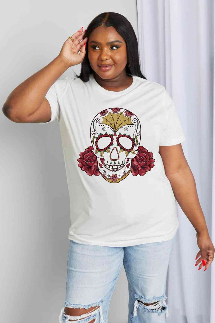 Simply Love Full Size Skull Graphic Cotton Tee | 1mrk.com