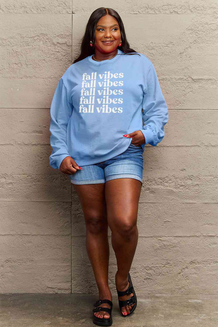 Simply Love Full Size FALL VIBES Graphic Sweatshirt |1mrk.com