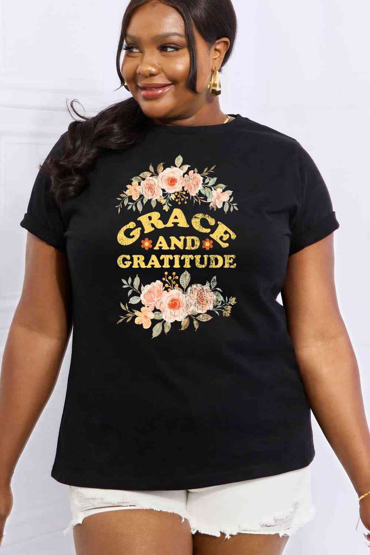 Simply Love Simply Love Full Size GRACE AND GRATITUDE Graphic Cotton Tee | 1mrk.com