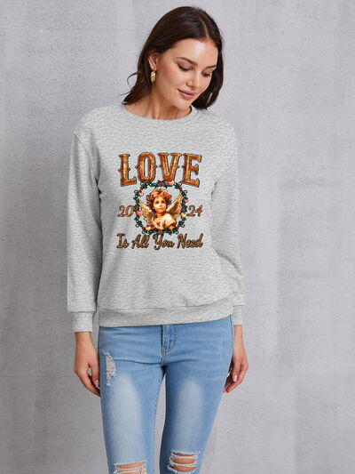 LOVE IS ALL YOU NEED Round Neck Sweatshirt | Trendsi