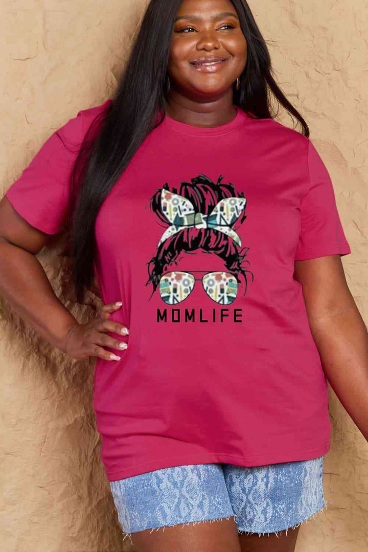 Simply Love Full Size MOM LIFE Graphic Cotton T-Shirt | 1mrk.com