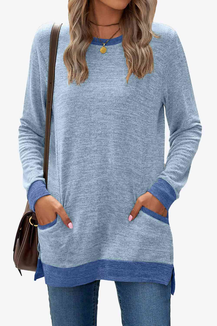 Heathered Slit Top with Pockets | 1mrk.com