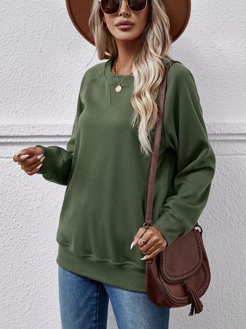 Round Neck Long Sleeve Sweatshirt |1mrk.com