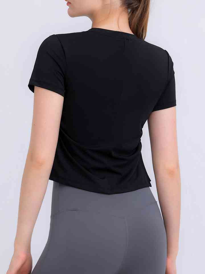 Round Neck Short Sleeve Active Top | 1mrk.com