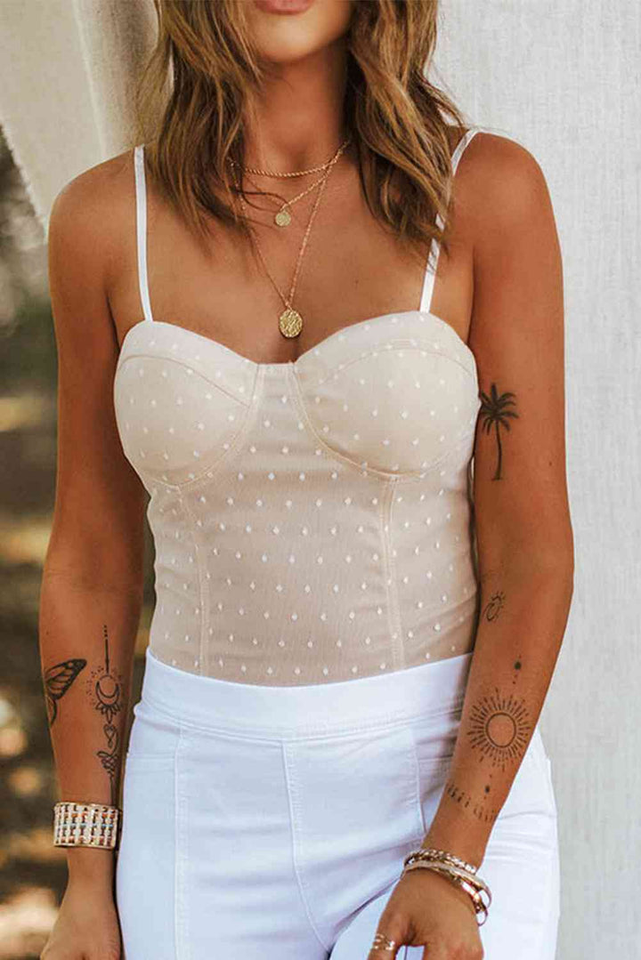 Polka Dot Spaghetti Strap Bodysuit | 1mrk.com