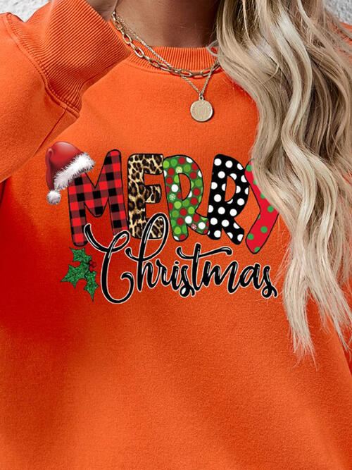 MERRY CHRISTMAS Round Neck Dropped Shoulder Sweatshirt |1mrk.com