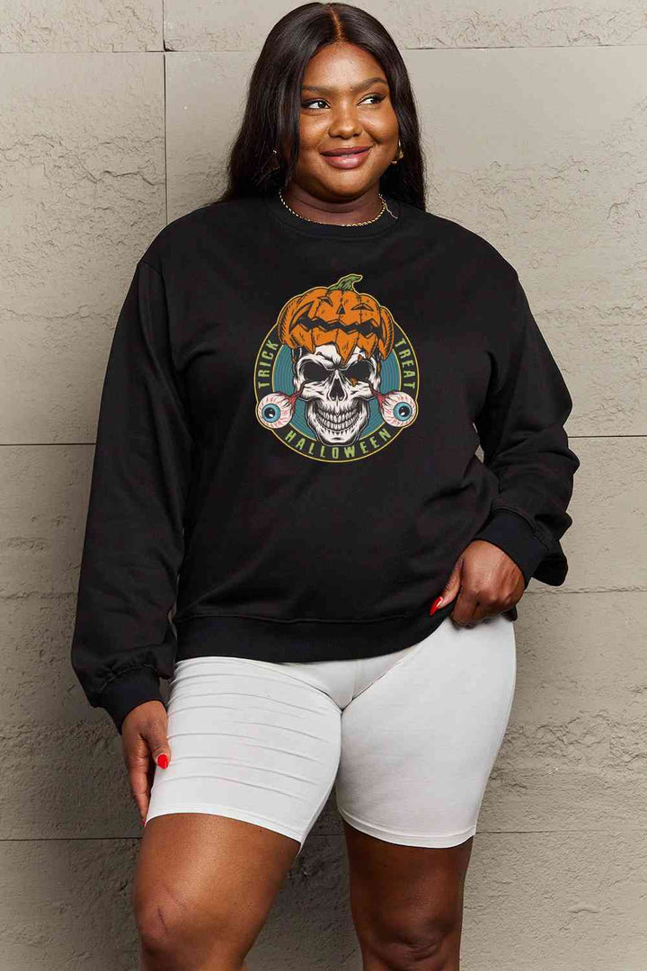 Simply Love Full Size Skull Graphic Sweatshirt |1mrk.com