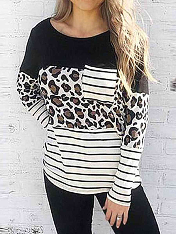Leopard Striped Long Sleeve T-Shirt | 1mrk.com