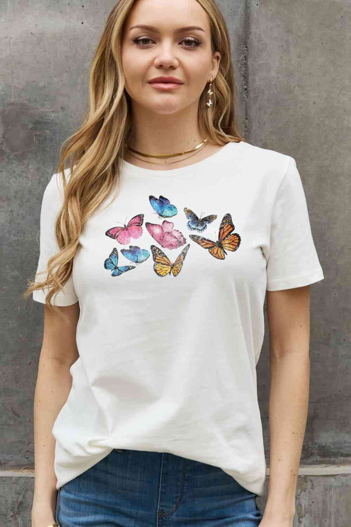 Simply Love Full Size Butterfly Graphic Cotton Tee | 1mrk.com