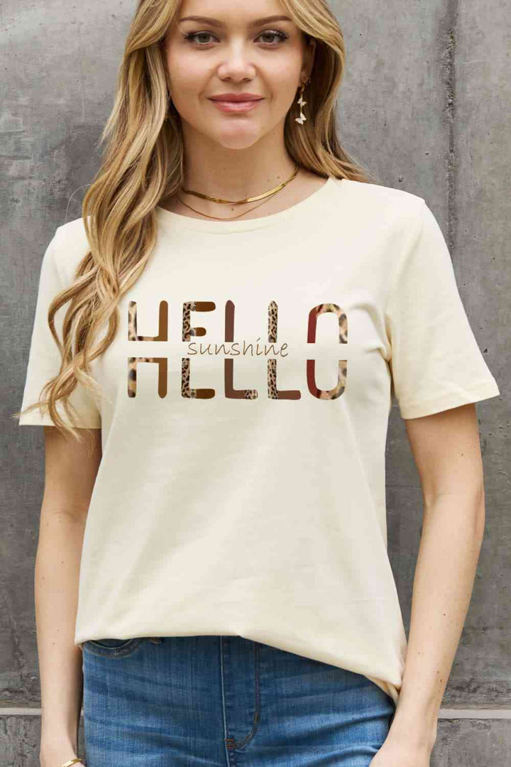 Simply Love Full Size HELLO SUNSHINE Graphic Cotton Tee | 1mrk.com