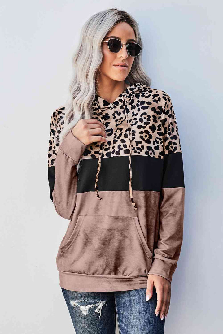 Leopard Color Block Hoodie | 1mrk.com