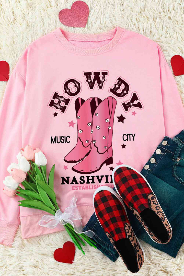 Cowboy Boots Graphic Dropped Shoulder Sweatshirt |1mrk.com