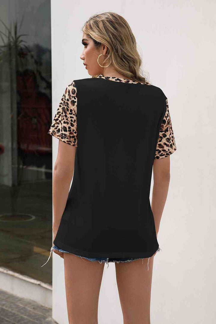 Leopard V-Neck Tunic Tee | 1mrk.com