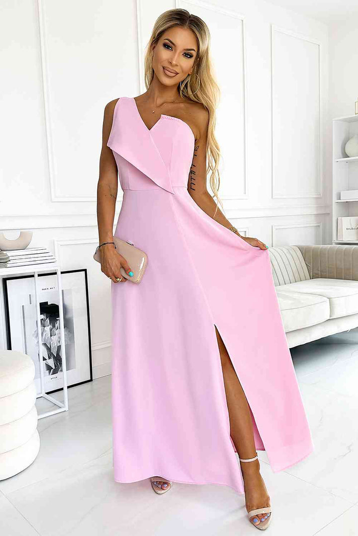 One-Shoulder Sleeveless Maxi Dress | 1mrk.com