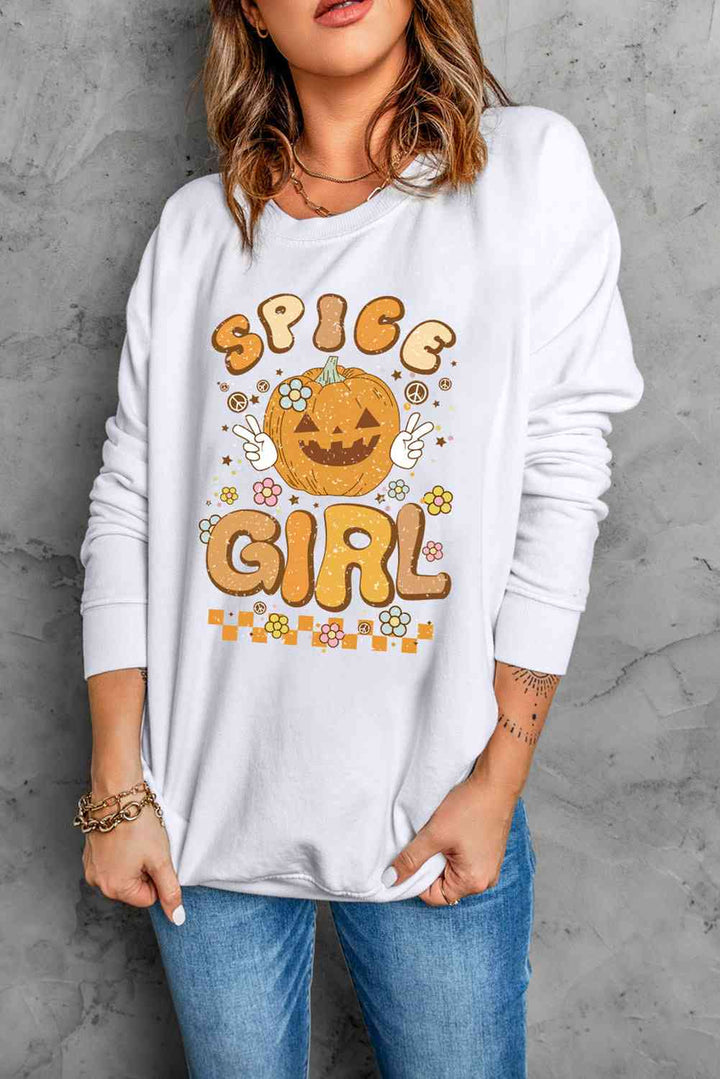 Round Neck Long Sleeve SPICE GIRL Graphic Sweatshirt |1mrk.com