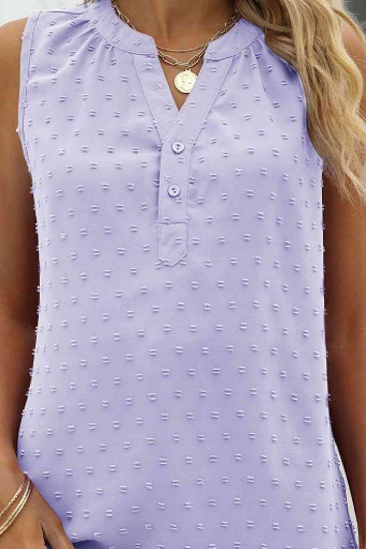 Swiss Dot Notched Neck Tank | 1mrk.com