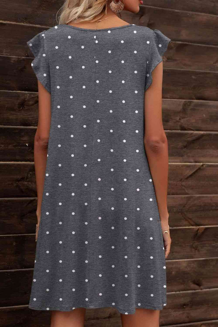 Butterfly Sleeve Round Neck Dress |1mrk.com