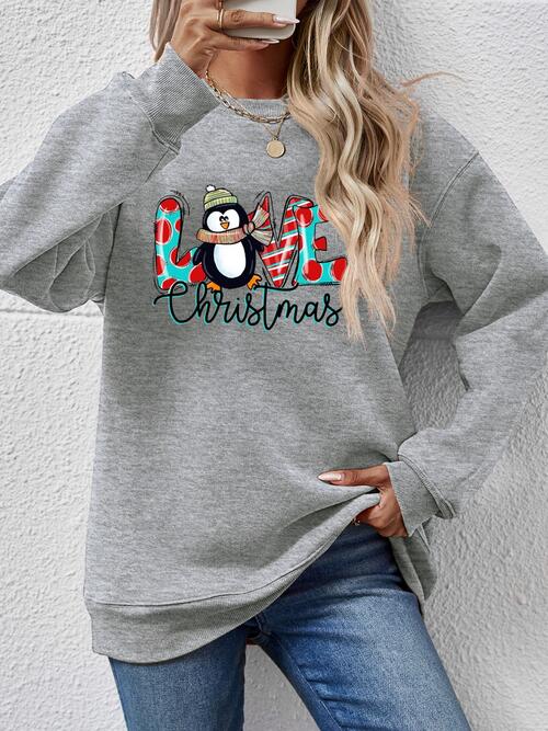 LIVE CHRISTMAS Drop Shoulder Round Neck Sweatshirt |1mrk.com