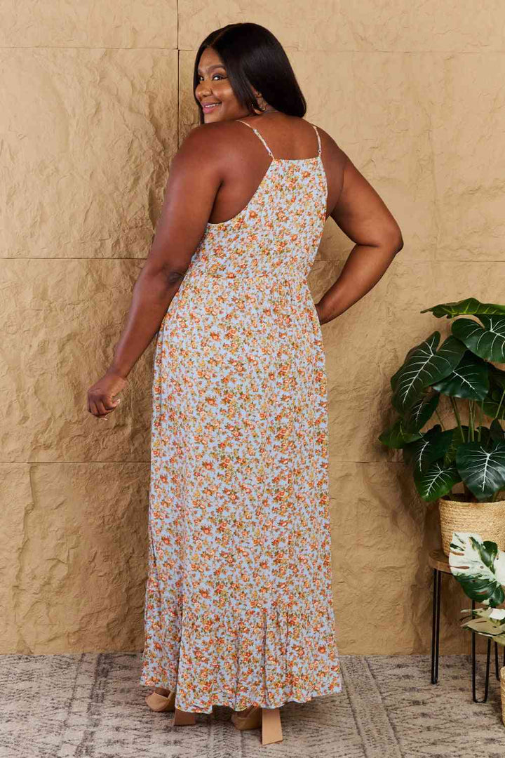 HEYSON Take Your Chances Full Size Floral Halter Neck Maxi Dress | 1mrk.com