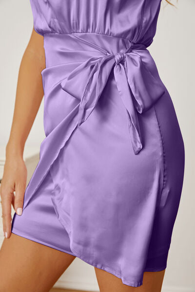 Tied Sleeveless Mini Wrap Dress |1mrk.com