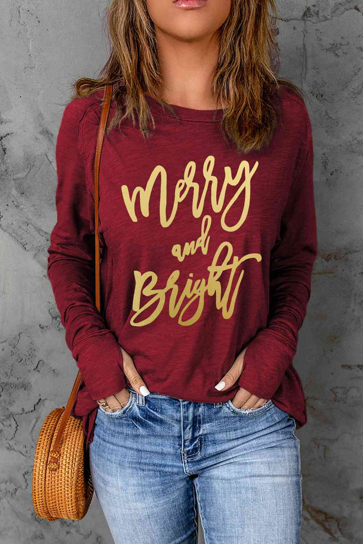 MERRY AND BRIGHT Graphic Long Sleeve T-Shirt | 1mrk.com